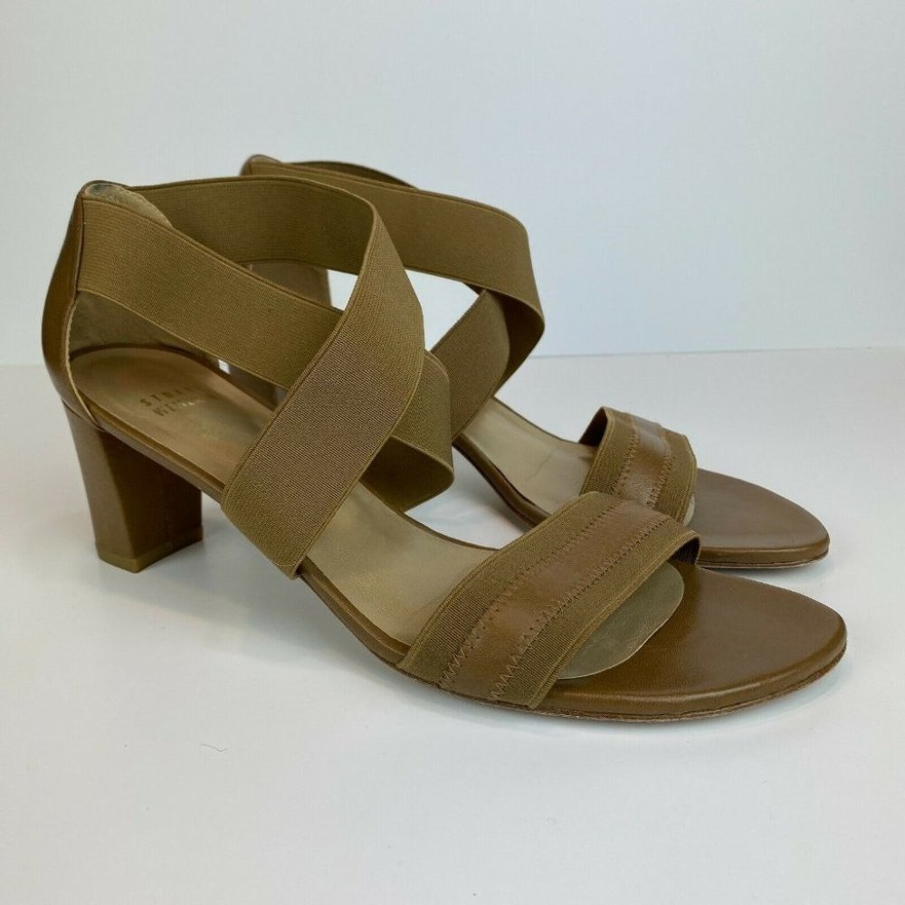 Stuart Weitzman Heeled Sandals 10 Midexter Stretch Strappy Chunky Leather